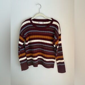 Pink Rose Striped Sweater